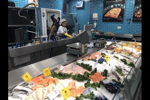 The fishmongers is designed to create a market feel and allow customers to see food being prepared